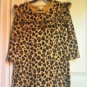 Girls Leopard Print Crewcut Sweatshirt Dress